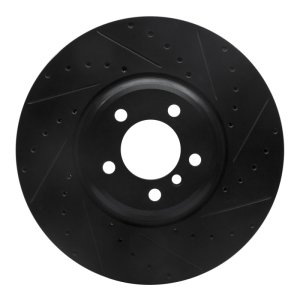 BMW ALPINA B7 Brake Rotor (1) - Front Right - R1 Concepts - Drilled & Slotted - Black - `07-`08
